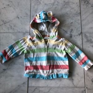 BABY GAP rainbow striped baby hoodie. Size 3-6 M.
